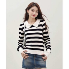 批发秋冬洋气减龄翻领车花边设计宽松百搭包芯丝针织长袖上衣女