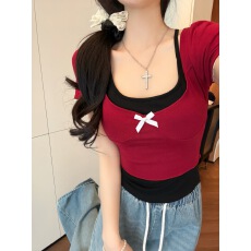 批发短袖+内搭两件套<b class='q'>夏季</b>新款辣妹上衣两件套小心机纯欲上衣