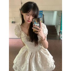 批发裙子女夏季2026新款质感高级感法式小个子白色蓬蓬在逃公主<b class='q'>连衣裙</b>