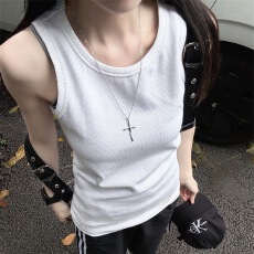 批发美式高街辣妹简约时尚复古无袖<b class='q'>修身</b>内搭上衣夏季新款工字吊带背心