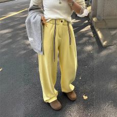 批发欧货加绒加厚抽绳弯刀卫裤女香蕉裤冬季新款宽松运动休闲阔腿长裤