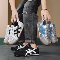 批发新款<b class='q'>夏季</b>时尚休闲透气德训鞋男款潮流日常跑步运动休闲皮革男鞋