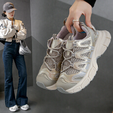 批发<b class='q'>韩版</b>新款老爹鞋女2025秋季学生运动跑步鞋休闲鞋厚底增高小白鞋女