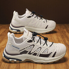 批发2025秋季新款潮流圆头<b class='q'>百搭</b>透气系带厚底舒适休闲纯色舒适运动男鞋