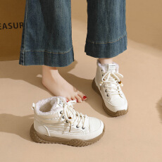 批发加绒高帮雪地靴女2025冬季新款学生ins韩版保暖休闲鞋棉鞋