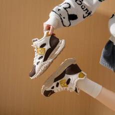 批发<b class='q'>韩版</b>老爹鞋女2025冬季加绒保暖高帮ins学生休闲运动棉鞋女