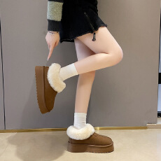 批发加绒低帮雪地靴女2025冬毛毛鞋学生ins韩版保暖休闲厚底棉鞋