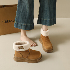 批发保暖马丁靴女潮2025冬新款英伦学生厚底加绒棉鞋增高街拍女鞋