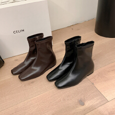 批发葡萄妈秋冬新款内增高3cm侧拉链瘦瘦靴子弹力靴女平底复古短靴