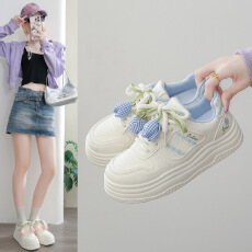 批发时尚厚底新款皮面小白鞋韩版可爱显高百搭休闲运动板鞋女2025秋<b class='q'>冬</b>