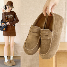 批发平底袋鼠鞋2025秋季款新款全包勃肯鞋女乐福鞋单鞋复古休闲鞋