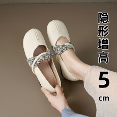 批发内增高5cm圆头浅口单鞋女2026四季款仙女风玛丽珍鞋 时尚芭蕾舞鞋