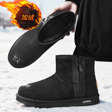 批发2025冬季新款加绒保暖雪地靴一脚蹬棉鞋东北防寒防滑舒适面包男鞋