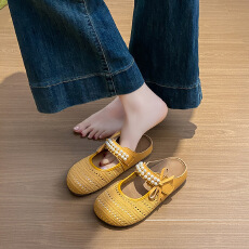 批发2026韩版夏季新款半托小白鞋女ins透气学生增高休闲女鞋街拍