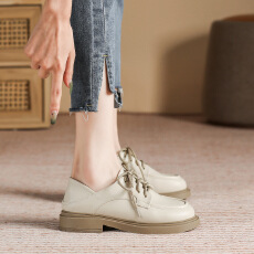 批发<b class='q'>英伦</b>风玛丽珍鞋2026四季款圆头时尚低跟乐福鞋前系带布洛克鞋单鞋