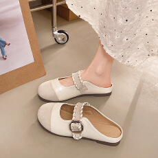 批发法式复古勃肯半拖鞋女外穿2026新款平底软底一脚蹬懒人 包头拖