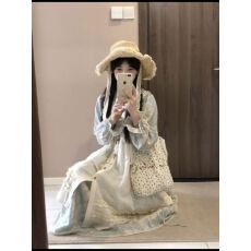 批发2025早秋新款新疆草原旅游穿搭<b class='q'>长裙</b>套装女森系田园风碎花<b class='q'>连衣裙</b>子