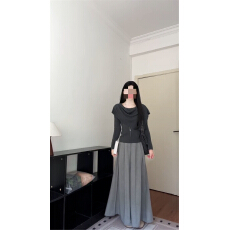 批发巨好看法式灰色针织<b class='q'>连衣</b>裙子女<b class='q'>装</b>2025新款秋冬季上衣<b class='q'>裙裤</b>穿搭套<b class='q'>装</b>