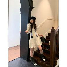 批发法式温柔风<b class='q'>白色</b>针织长袖连衣<b class='q'>裙子</b>女秋冬季2025新款巨好看大衣内搭