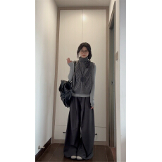 批发高领叠穿针织马甲背心女2025新款秋<b class='q'>冬</b>超好看内搭打底衫上衣两件套