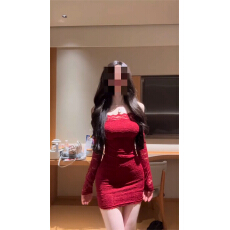 批发风情万种红色<b class='q'>蕾丝</b><b class='q'>连衣裙</b>子女2025新款秋冬季圣诞穿搭御姐感包臀裙