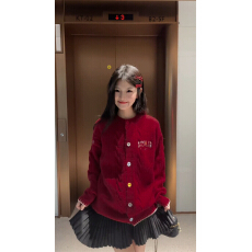 批发圣诞穿搭针织开衫红色<b class='q'>毛衣</b>女款2025<b class='q'>新款</b>秋冬高级感宽松巨好看外套