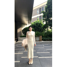 批发御姐法式修身针织<b class='q'>长袖</b><b class='q'>连衣裙</b>子女秋冬季2025新款气质内搭包臀长裙