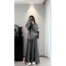 批发韩系设计感毛衣<b class='q'>连衣裙</b>子女秋冬新款高级感巨好看针织半身裙<b class='q'>两件套</b>