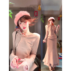 批发法式清冷富家千金感miu系穿搭针织<b class='q'>连衣裙</b>女2025新款秋冬生日裙子