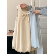 批发法式温柔<b class='q'>甜美</b>蝴蝶结背心花苞连衣裙女2026新款冬跨年奶fufu一整套