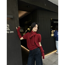 批发初冬季2025年新款一字肩圣诞新年红色针织毛衣辣妹上衣女内搭打底