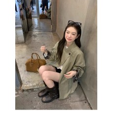 批发卡其色短款<b class='q'>风衣</b>外套女2026秋季新款高级感小个子休闲宽松气质大衣