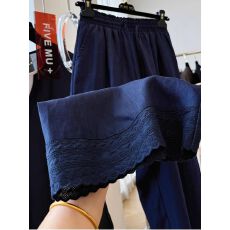 批发原版质量特大码300斤蕾丝花边<b class='q'>宽松</b><b class='q'>阔腿裤</b>女26夏亚麻九分休闲<b class='q'>裤</b>潮