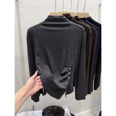 批发原版质量 设计感半高领长袖<b class='q'>显瘦</b>修身上衣女2025春秋新款内搭T恤潮