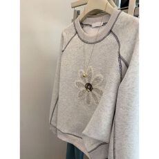 批发原版复古明线设计无帽<b class='q'>套头卫衣</b>女25秋冬新款加绒加厚小个子上衣潮