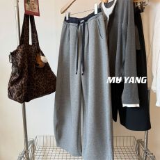 批发原版质量 大码200斤松弛香蕉卫裤<b class='q'>女</b>25秋冬撞色腰边抽绳休闲<b class='q'>长裤</b>潮