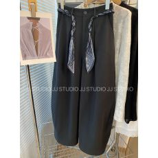 批发高质量大码200斤设计感气质丝带腰带镰刀裤<b class='q'>女</b>25春秋显瘦<b class='q'>休闲裤</b>潮