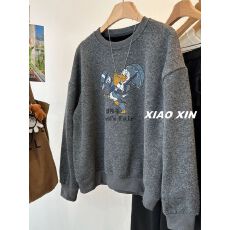 批发原版质量德绒复合超柔印花加绒圆领套头<b class='q'>卫衣</b>女秋冬新款保暖绒衫潮