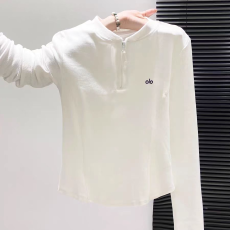 原版质量 设计感白色正肩半拉链长袖T恤女秋冬显瘦休闲上衣外套潮