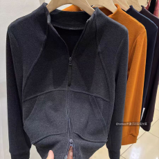 批发原版质量韩系罗纹德绒拉链开衫<b class='q'>卫衣</b><b class='q'>女</b>秋冬新款拼接立领小众外套潮