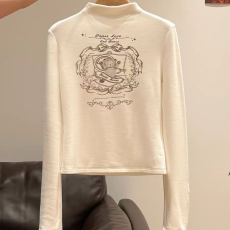 批发原版质量德绒罗纹韩系百搭半高领长袖上衣女春秋新款休闲打底衫潮