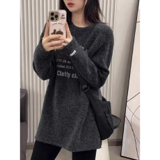 批发原版质量 韩系慵懒风圆领<b class='q'>中长款</b>显瘦宽松<b class='q'>卫衣</b>女秋冬新款休闲T恤潮