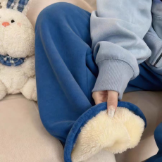 批发原版质量德<b class='q'>绒</b>复<b class='q'>北极</b><b class='q'>绒</b>420g韩系宽松加<b class='q'>绒</b>阔腿裤女秋冬新款休闲裤潮