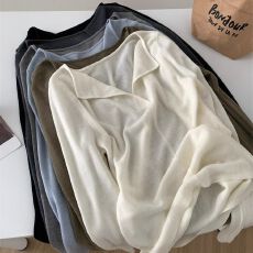 批发原版质量大码300斤纯欲翻领羊毛<b class='q'>针织衫</b>女春秋新款气质百搭上衣潮