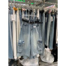 批发十三行韩系高腰显瘦工装牛仔阔腿裤<b class='q'>女</b>2026夏季新款休闲五分裤潮