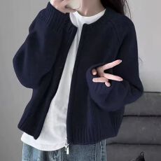 批发原版北极绒质量韩版时尚百搭<b class='q'>针织</b>开衫女秋季宽松显瘦毛衣外套潮