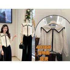 批发双拉链海军领<b class='q'>开衫</b><b class='q'>毛衣</b>2025秋季大码胖MM慵懒风显瘦高级感针织外套