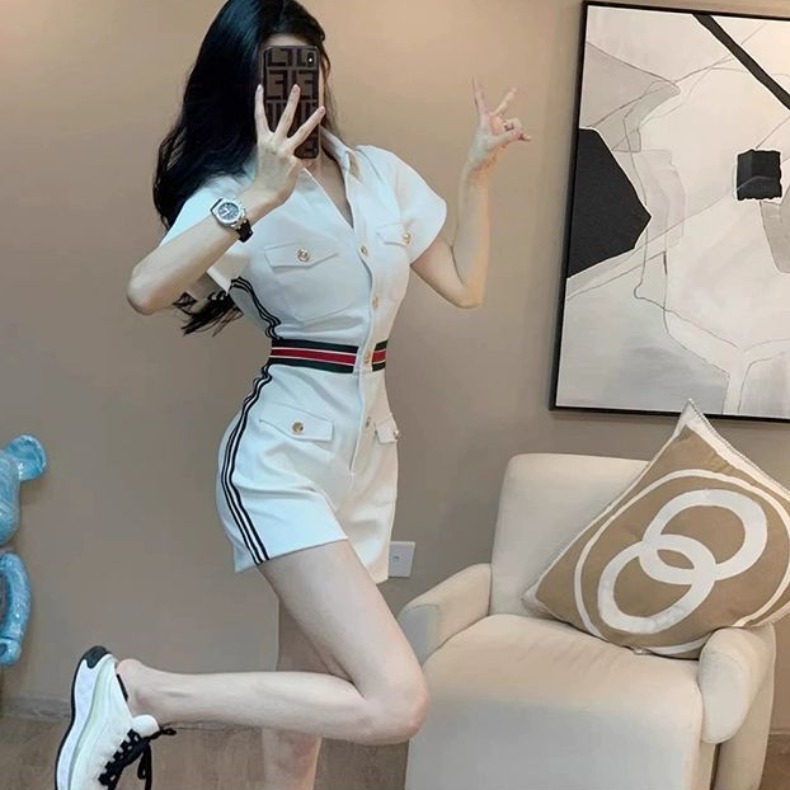 FA34204# 独特别致小众连体裤女夏季新款高级通勤百搭高腰显瘦短裤休闲裤子 服裝批發女裝批發服飾貨源