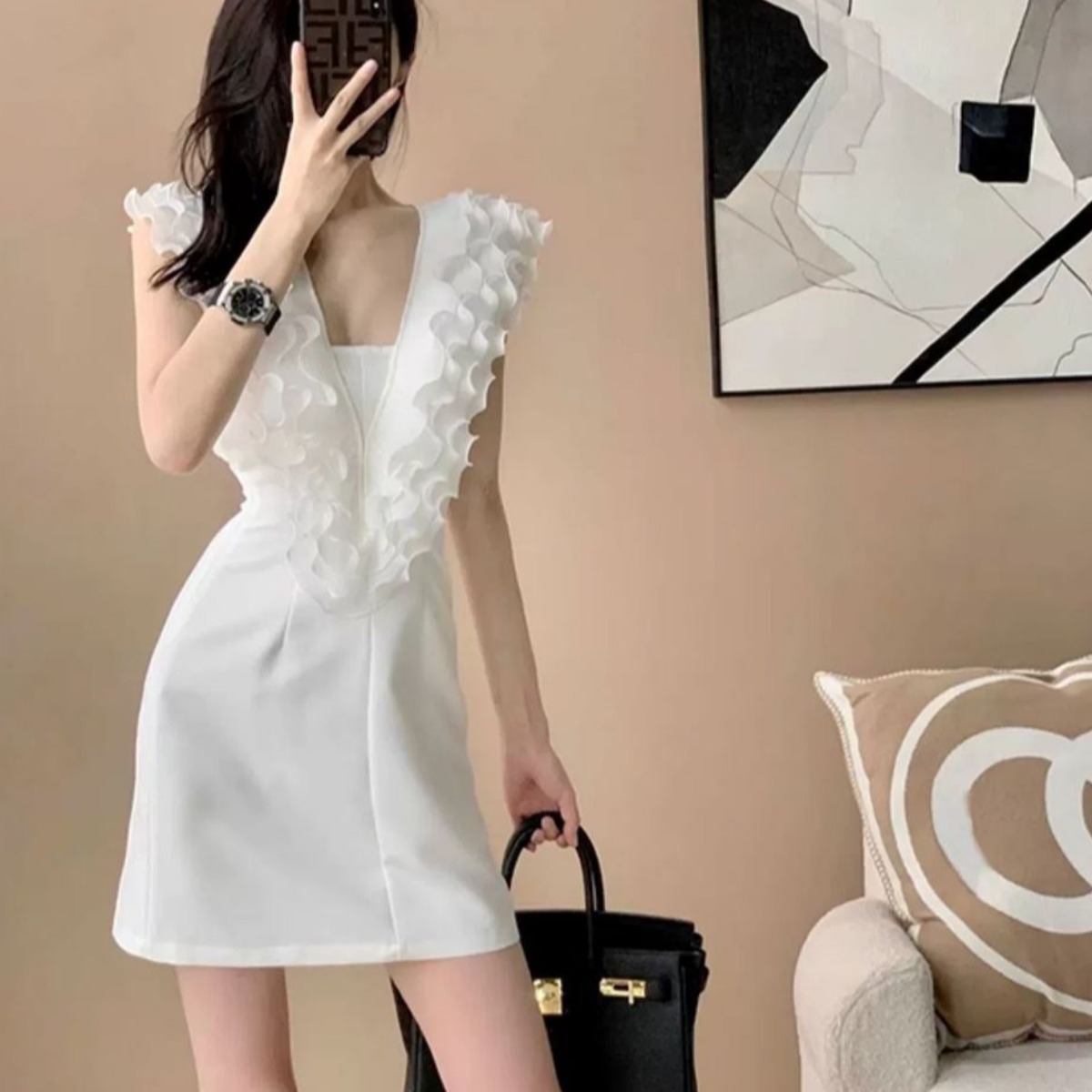 FA34202# 高级感小众性感短裙女夏季新款设计感遮肉显瘦吊带连衣裙ins 服裝批發女裝批發服飾貨源