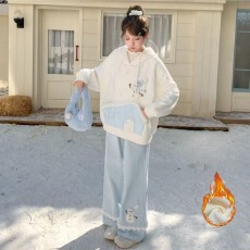 批发灯芯绒坑条复160克牛奶丝-240克银狐绒-——【刺绣卫裤】